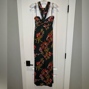 Soma Black Maxi Dress with Pink & Gold Floral Print